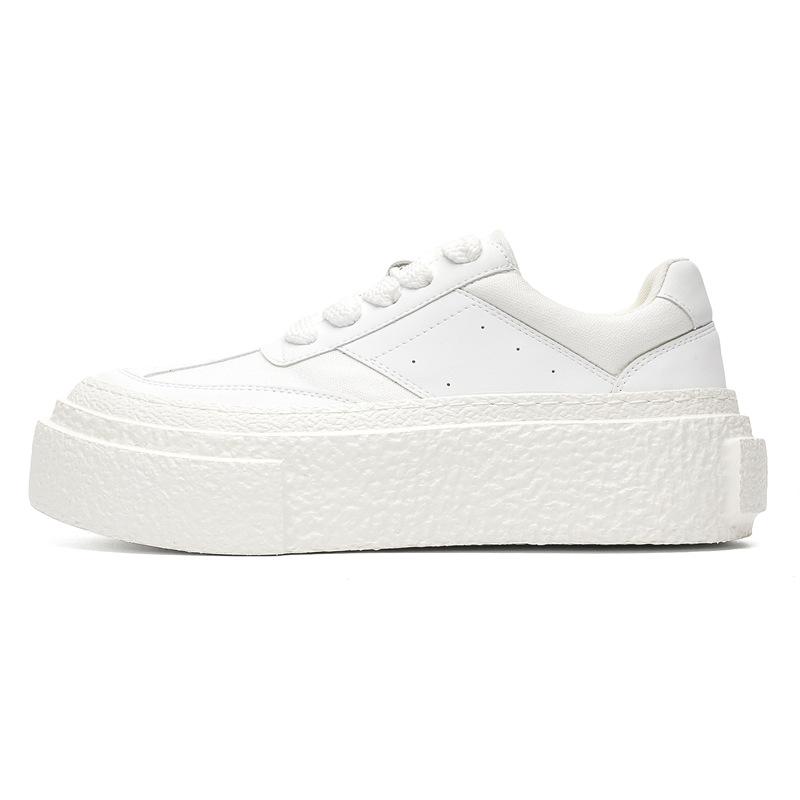 Пара туфель на толстой подошве в стиле «высокий сосновый пирог», универсальные парусиновые дышащие повседневные кеды на платформе, легкие маленькие белые туфли 50557-W