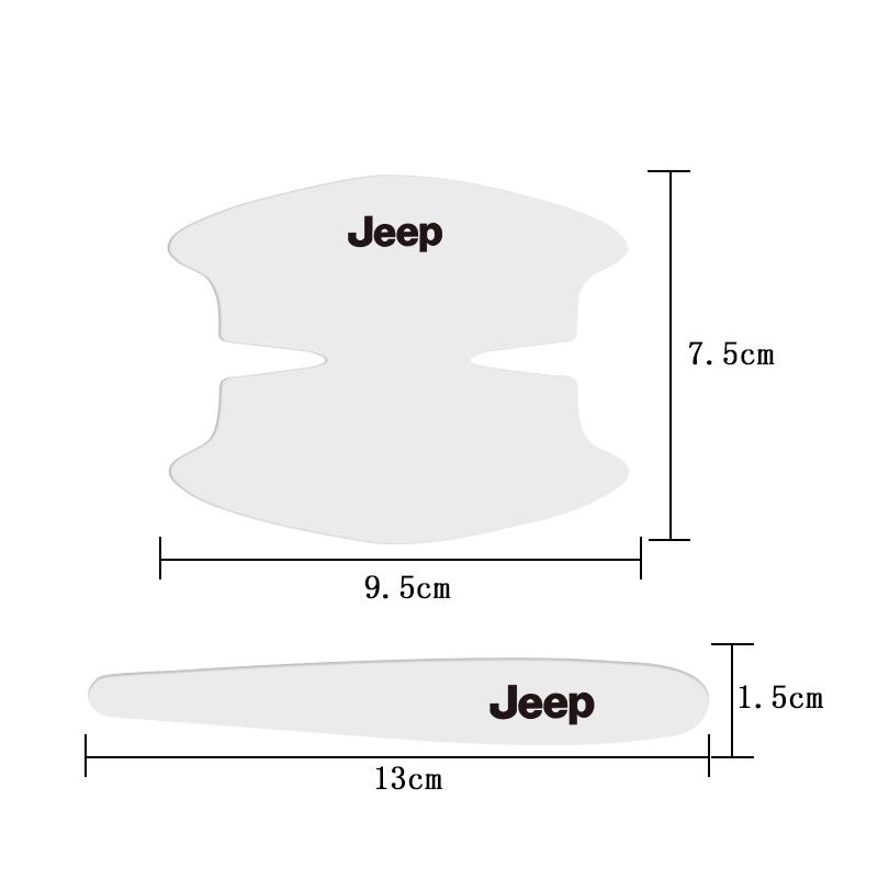 8Pcs Car Door Handle Rubber Sticker Decal Decals Accessories For Jeep Grand Cherokee Wrangler JK Gladiator Compass Renegade Patr