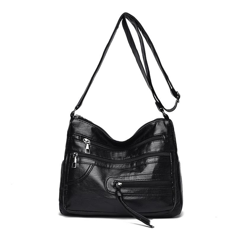 Вместительная женская модная однотонная сумка через плечо, многослойная сумка-мессенджер, многофункциональная сумка для хранения, сумка под мышкой для выхода в свет и путешествий