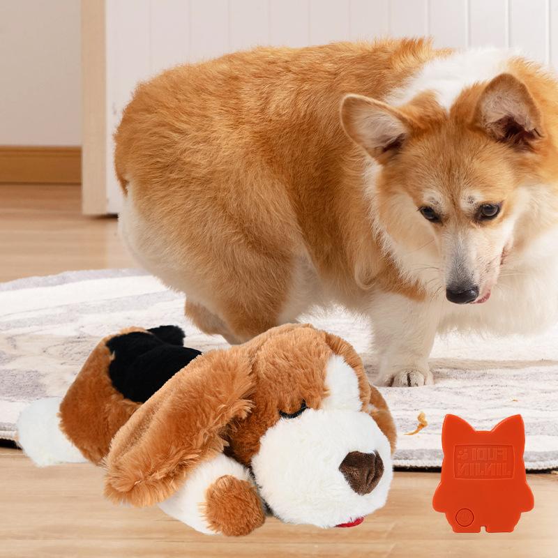 Puppy‑Shaped Heartbeat Simulation Plush Dog Toy Detachable Cover Anti‑Anxiety Calming Sleep Companion Toy for Puppies Medium Large Dogs