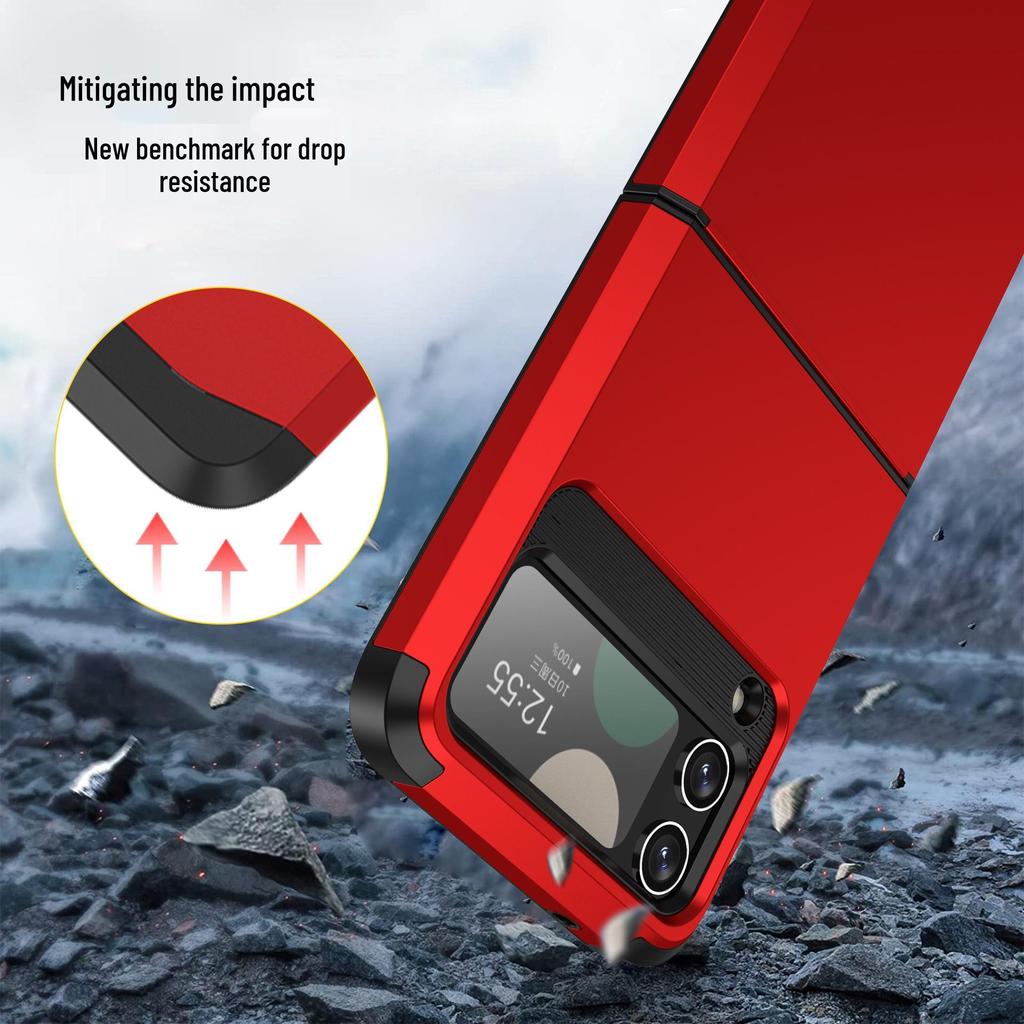 Цельный бронированный чехол с цветными блоками для Samsung Z Flip 6/5 - Модная складная защита