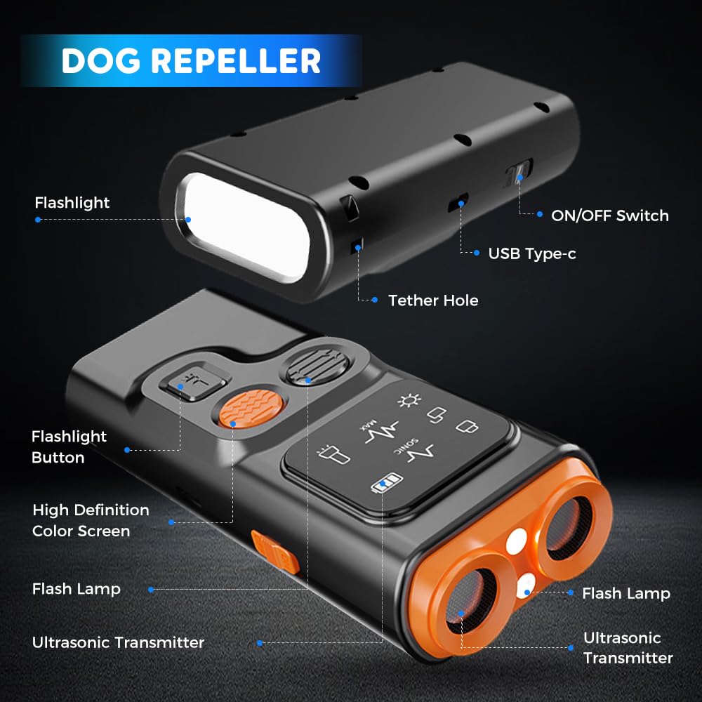 Устройство против лая для собак, усовершенствованные устройства для отпугивания лая собак, ультразвуковая дрессировка собак с HD-дисплеем и светодиодным фонариком