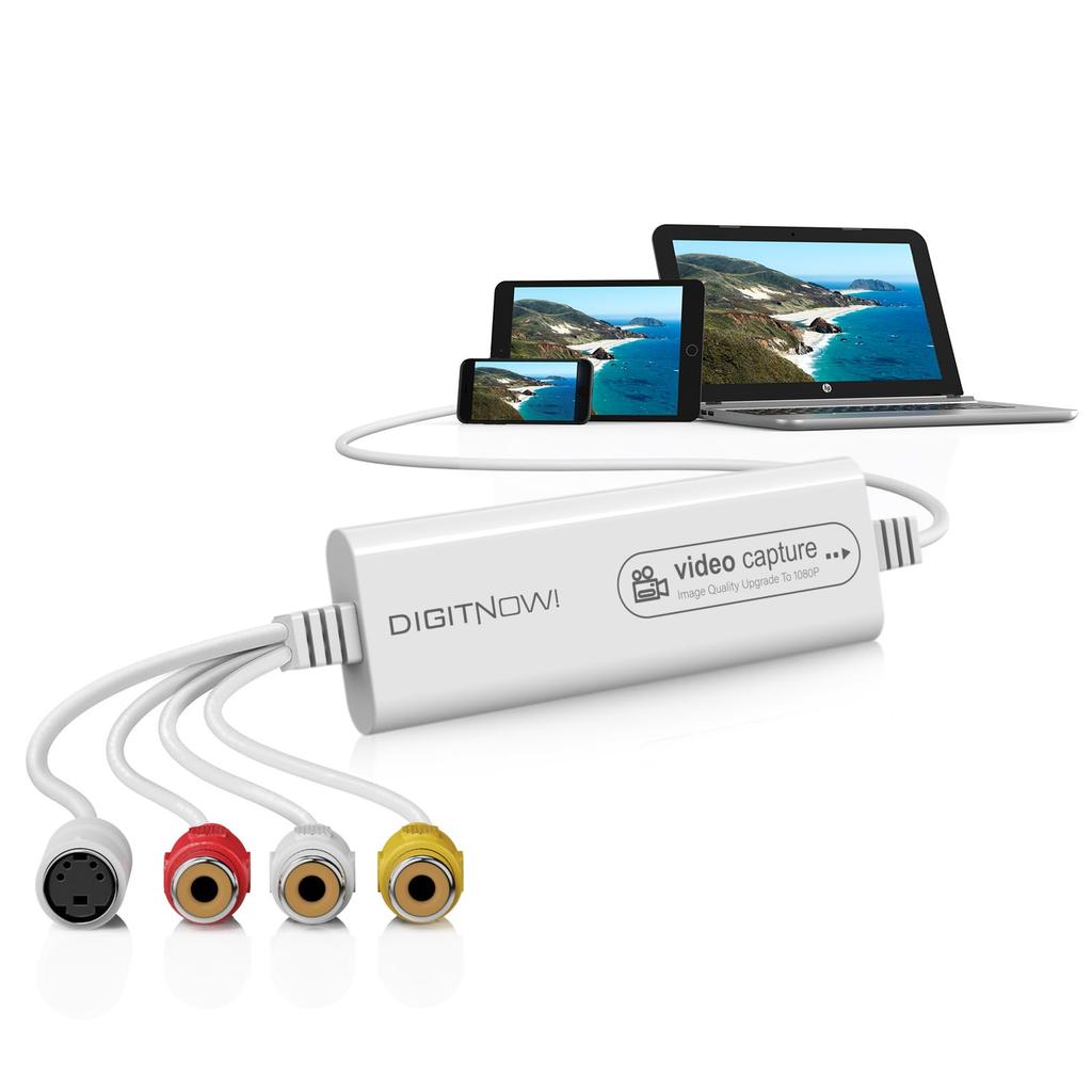 DigitPro USB Захват Видео VHS в Цифровой RCA в USB Конвертировать VHS Видеомагнитофон Hi8 Mini DV в Совместимый с Лентой ПК Windows и Mac OS Карта, Конвертер,