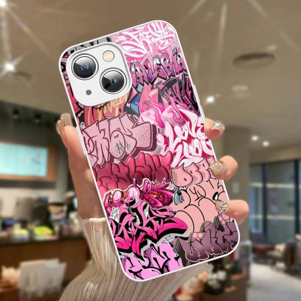 Крутая Черная Граффити Защитная Крышка из Закаленного Стекла для iPhone 14 13 12 Mini 11 Pro XS Max X XR 14 Plus