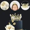 Mini Pearl Crown Cake Decoration Cupcake Topper DIY Plastic Children Hair Ornaments Wedding Birthday Party Decoration Supplies