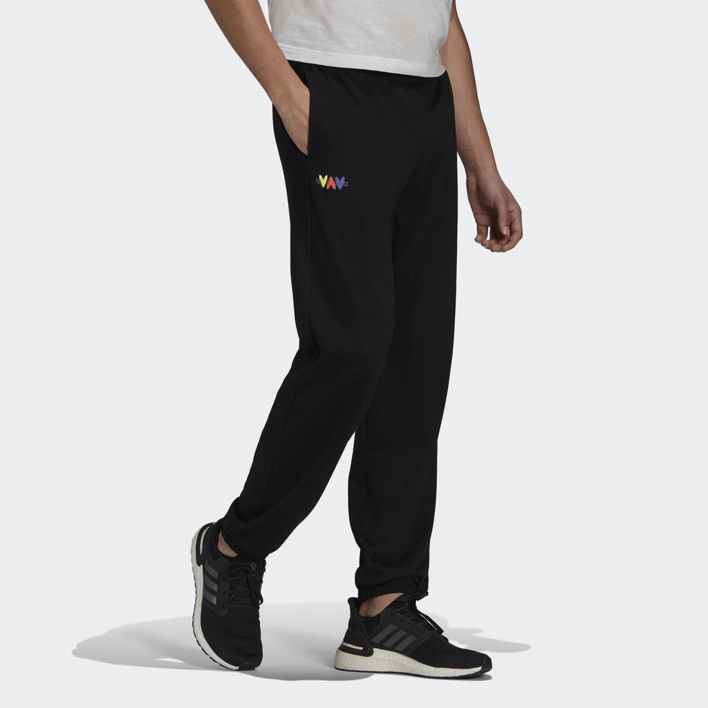 Adidas Logo Casual Breathable Drawstring Knit Sports Pants Men Bottoms Black H61156