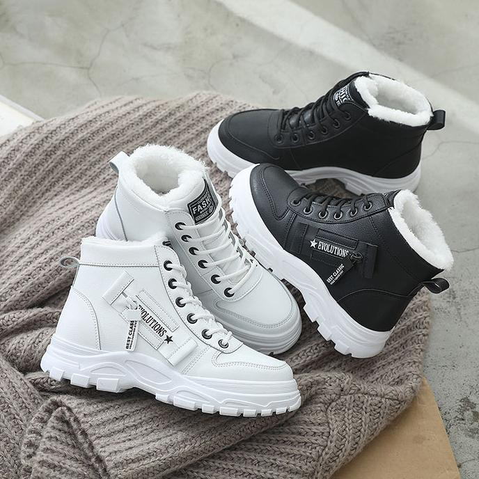 Новые женские повседневные кроссовки, зимние кроссовки с плюшевым мехом, теплая женская обувь