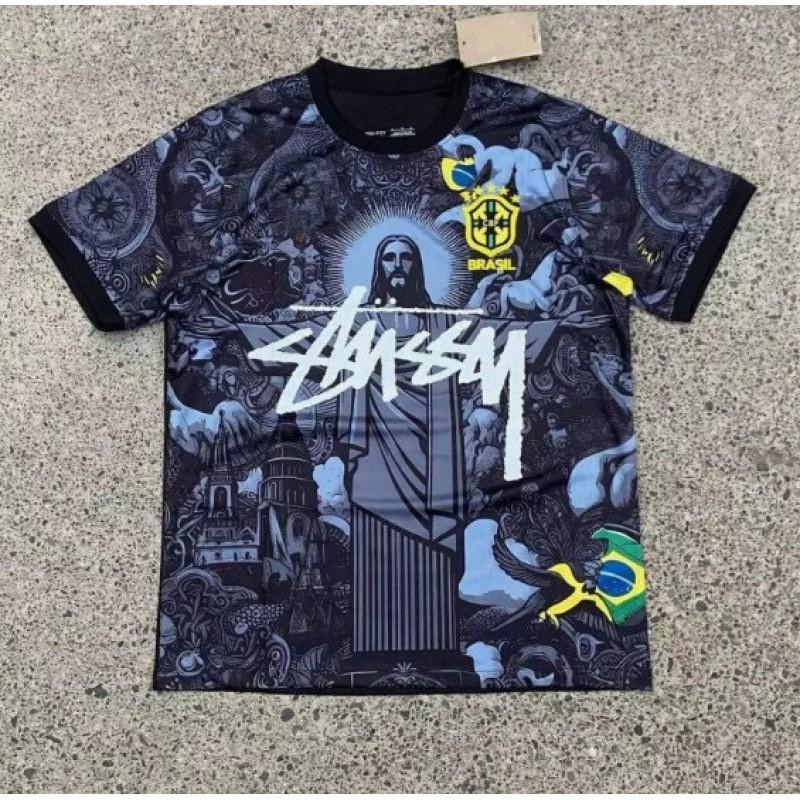 Ретро футбольная майка в стиле Stussy Бразилия Италия Фламенго Япония 1998 2002 Футбольная футболка Унисекс Спортивный топ