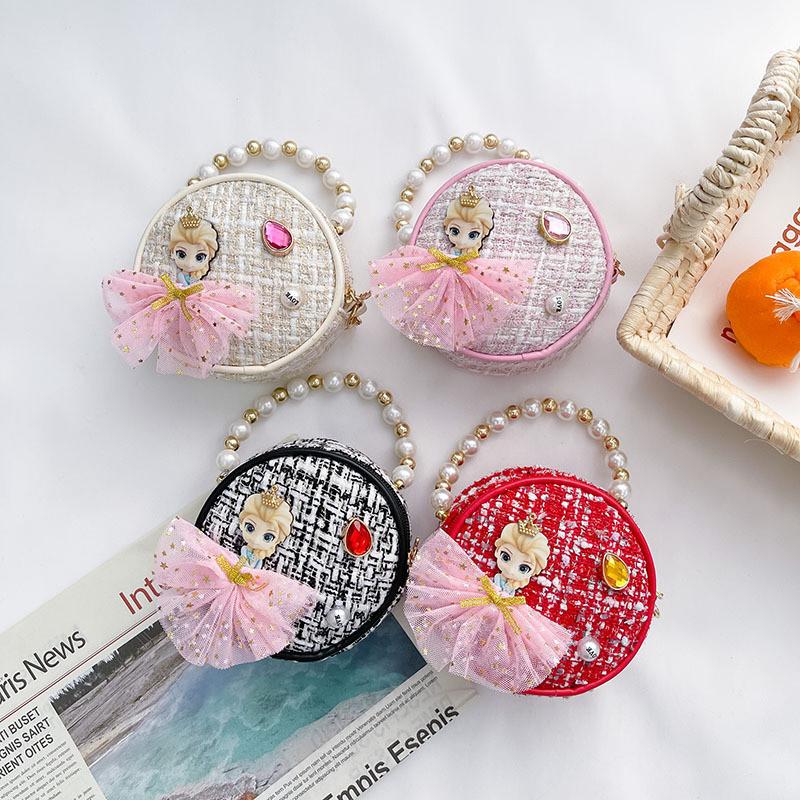 Бантик Принцесса Жемчужный Цветочный Дизайн Детский Кошелек Девочка Ручная Сумка Кроссбоди