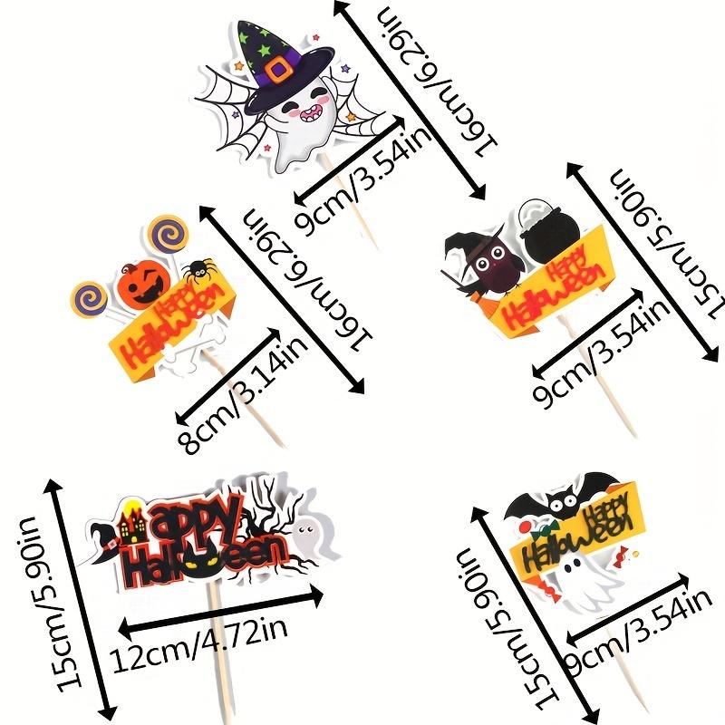 10 Ghost Cake Inserting Halloween Treat Picks with Spider Web Decoration and a Set of 50 Halloween Theme Cake Cups