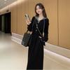 Autumn and Winter New Ladies' Casual Slimming Fake Two-piece Hooded Sweater Dress Waist Dress