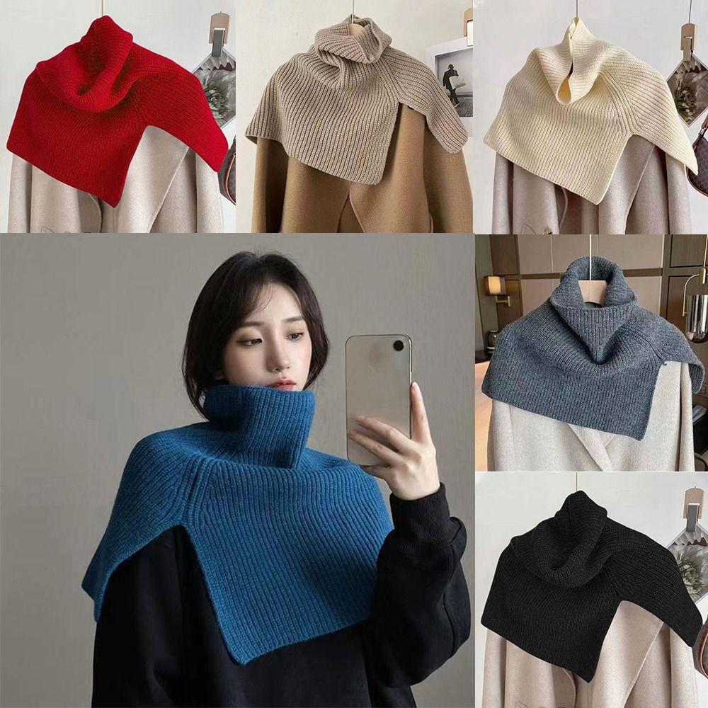 Winter Supplies Neck Wrap Shawl Solid Color High Collar Cross Scarf Gift Knitted Scarf