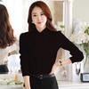 Женская рубашка из шифона с длинным рукавом в корейском стиле со стоячим воротником - облегающий теплый слой