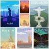 Vintage Famous Travel City Landscape Poster Morocco Iceland Mexico White Paper Posters Wall Art Decor Living Room Office Decoration Mural