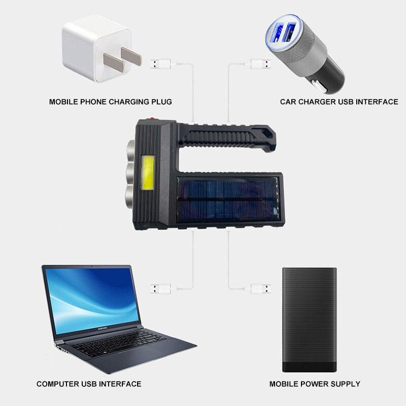Лампы Солнечные 8 светодиодов Зарядка Ручной фонарик USB-зарядка Портативная лампа 4 режима яркого освещения Наружный Кемпинг Прожектор