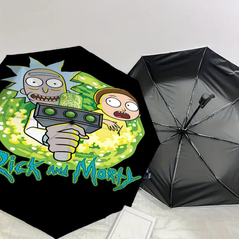 1PC Warner Rick Morty Automatic Open/Close Umbrella with Windproof, 105-Rib Sturdy Canopy, Durable Ribs1322A