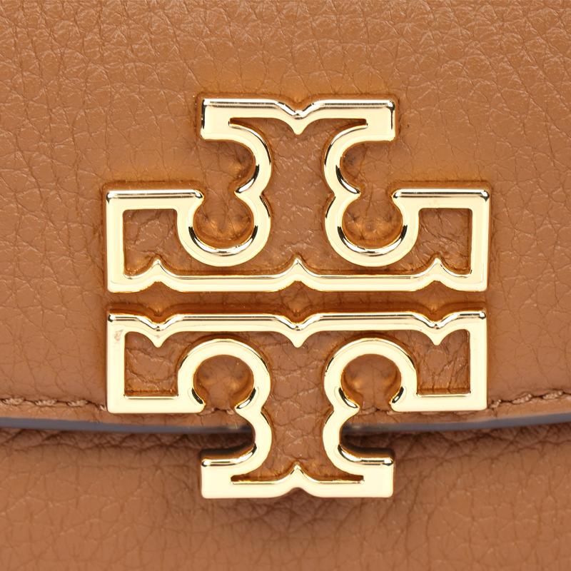 Tory Burch Fashion Chain Shoulder Strap Metal Logo Pebble Grain Leather And Fabric Single Shoulder Crossbody Handbag Women handbag Moose 149645-909