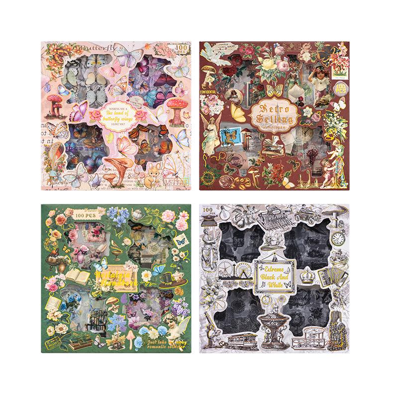 Retro Gift Box Stickers: Creative DIY PET Journal Stickers for Kids