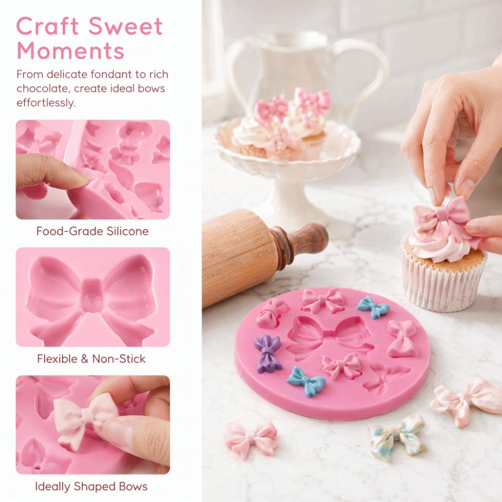 Small Bow Shape Bowknot Silicone Mold 3D Shape Candy Decoration Mold  Cupcake Candy Topper