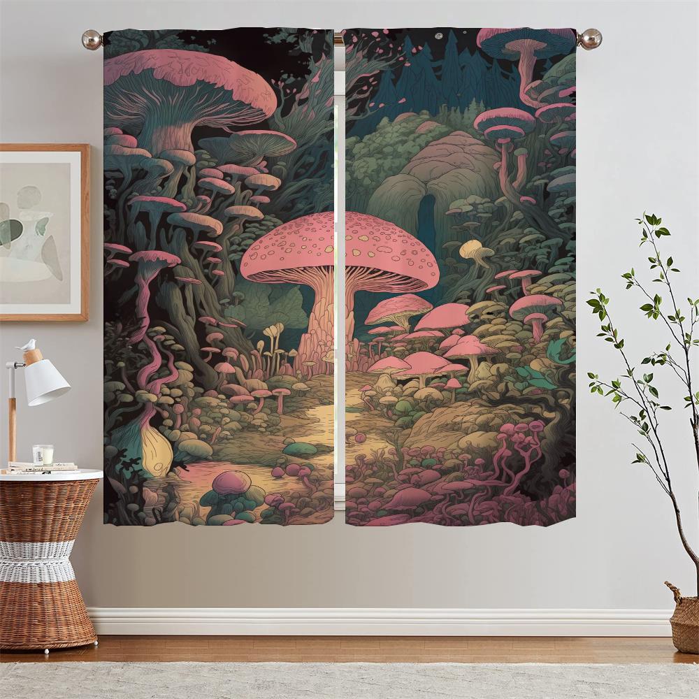 Abstract Mushroom Pattern Christmas Curtains for Living Room Ready Curtains Cheap Things With Free Shipping for Home Blind Curls