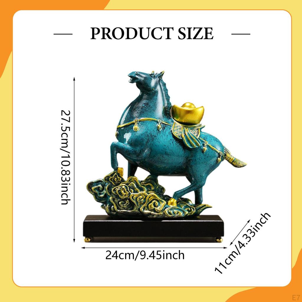 Фигурка лошади Скульптура животного Смола Центральный элемент Декоративный Китайский Фэн-шуй Настольный