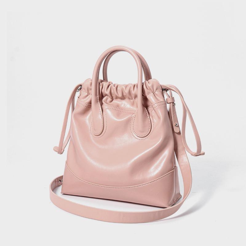 Fashionable Women's Bag Bucket Bag Genuine Leather Commuting Bag High-end Versatile Single-shoulder Handbag