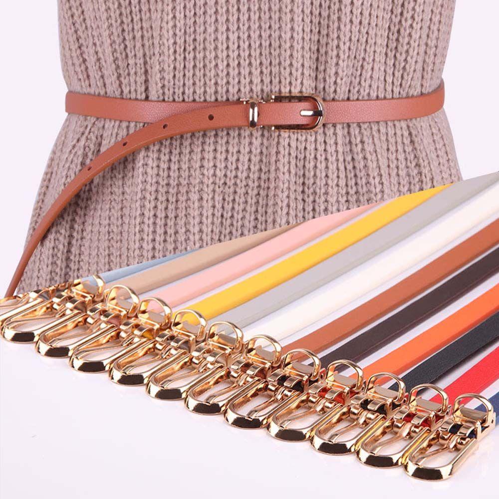 Skinny Elegant Candy Color Women Female Thin Waistband Waist Belts Dress Strap Pu Leather Belt