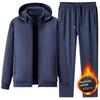 Male Tracktsuit Men Winter Thick Warm Fleece Suit Jacket+Sweatpants Two-Piece Set Men's Hoodies Sportwear