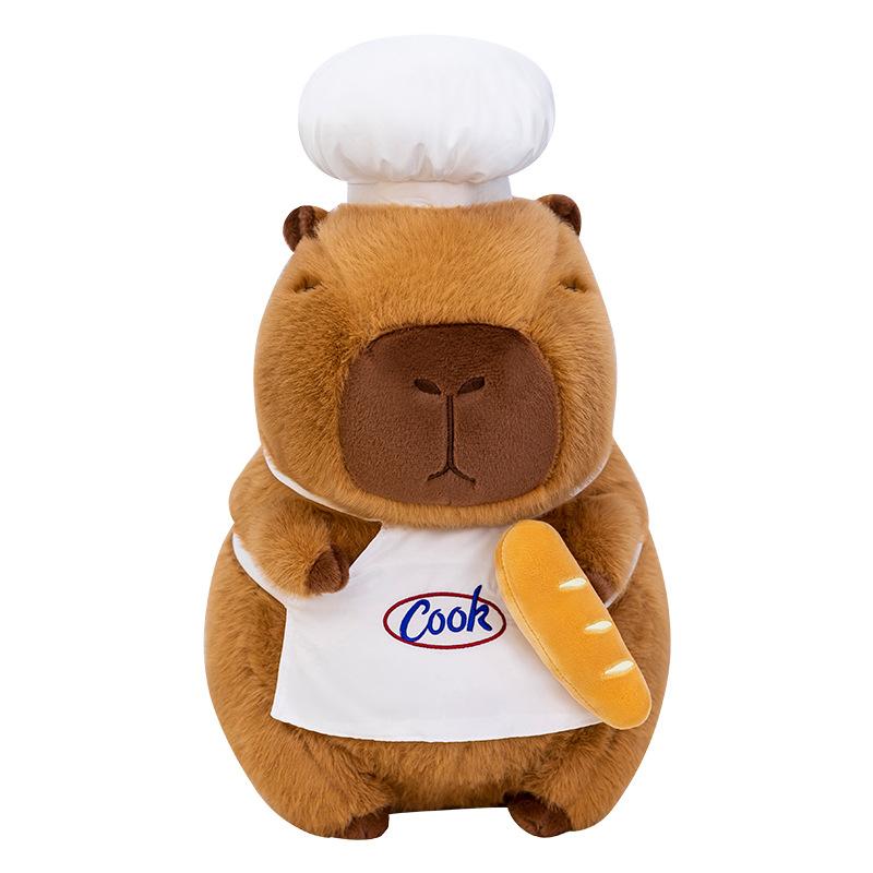 New earphones chef magic hat capybara doll leather pull throw pillow sleeping doll plush toy girl gift