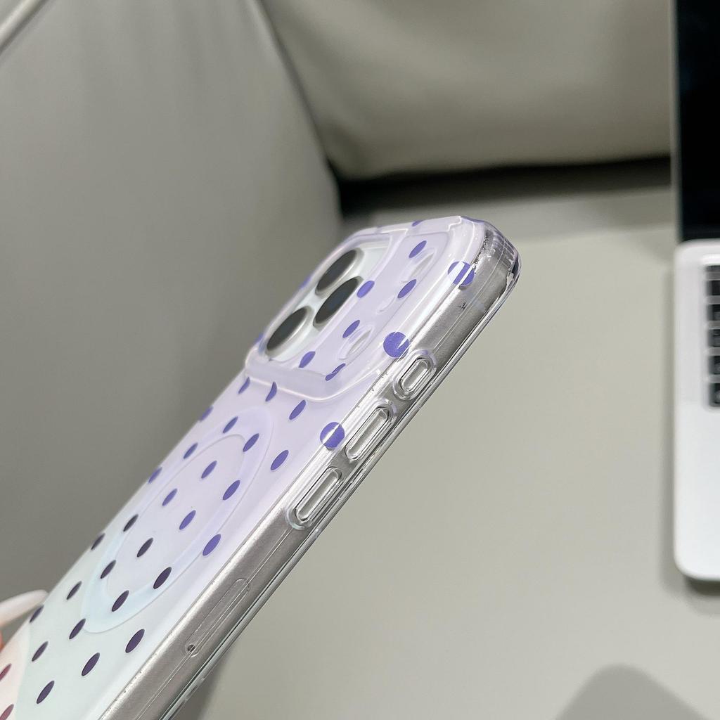 Магнитный чехол для телефона с градиентом и горошком для iPhone 14/15/16/17 Pro Max - Двухслойный корпус