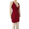 European and American style new women's clothing fashionable and sexy neck-hanging low-cut backless slim-fitting hip-wrapping party dress dress