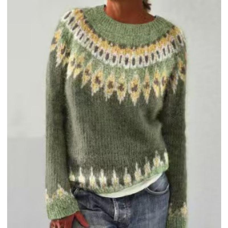 DAFIFY Женская мода повседневная осень-зима ромбовидный узор с длинным рукавом и круглым вырезом свитера