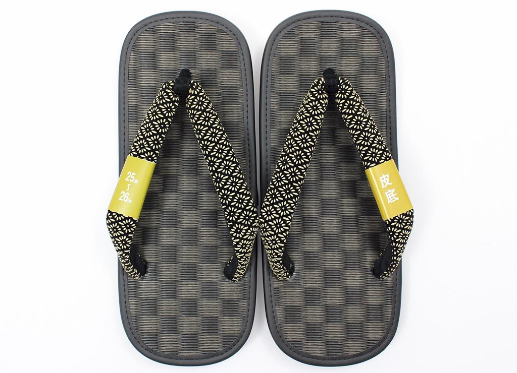 Из черной коровьей кожи татами. Стринги Inden Man, размер японской обуви для джентльменов [Asakusa] [Сделано в Японии] Мужские сандалии, подошвы, Kikubishi (супер