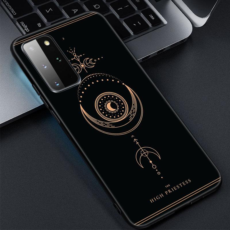 Witches Moon Tarot Mystery Totem Phone Case For Samsung Galaxy S22 Pro S21 S20 Ultra FE S10 Lite S9 S8 Plus S10E 5G Black Cover