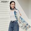 WENSLI Floral Mulberry Silk Chiffon Scarf