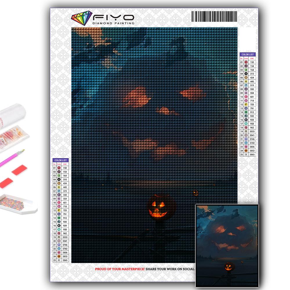 5D DIY Diamond Embroidery Halloween Scary Pumpkin And Castle Diamond Painting Mosaic Home Decoration