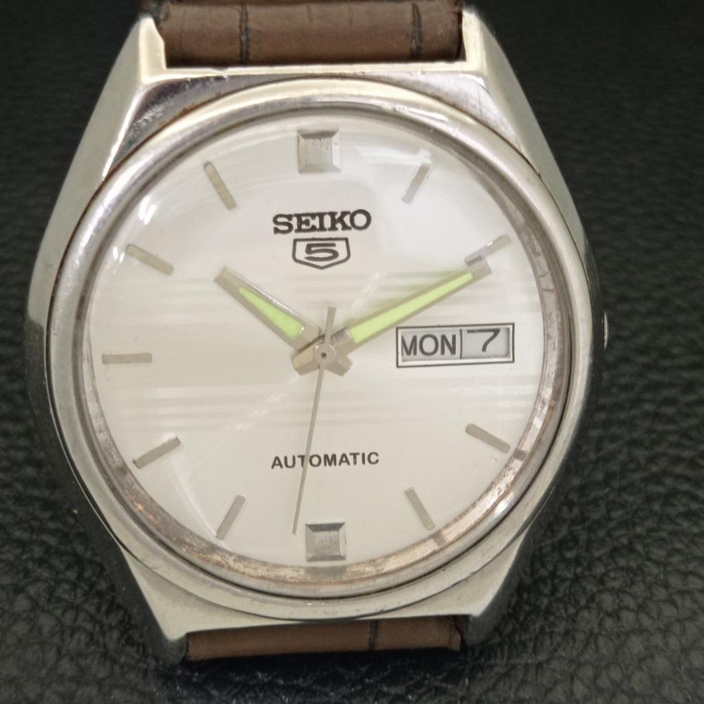 AUTOMATIC VINTAGE SEIKO 5 JAPAN 6309A MENS SILVER COLOR DIAL WATCH A701208-5 R206a-a701208