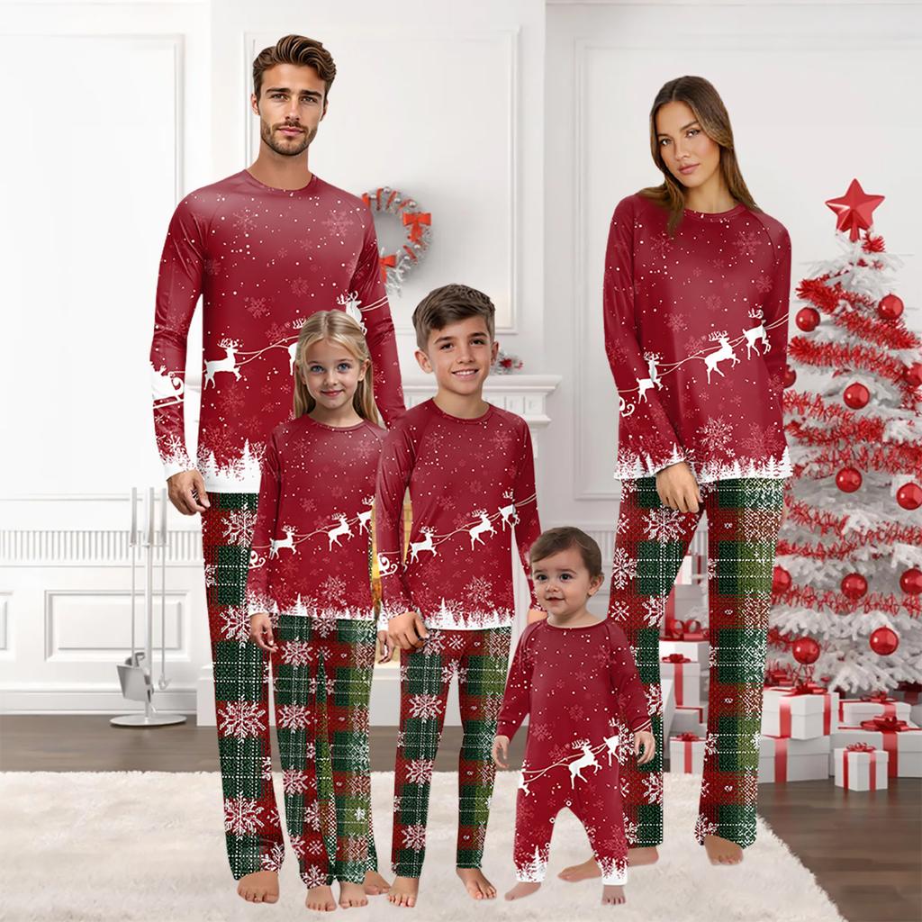 Christmas Print Family Outfit Long Sleeve Top + Pants Set Family Outfit