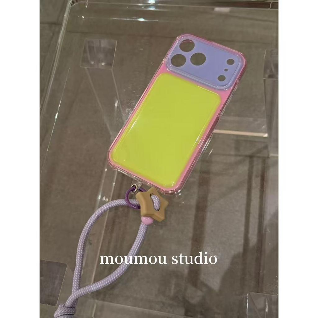 Niche simple solid color splicing is suitable for Apple iPhone17promax mobile phone case 16 anti-drop case protective case.