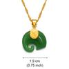 Anniyo Chinese Elements FU and Elephant Pendant Necklace White/Green Stone Protective Talisman Jewelry Chinese style #001736