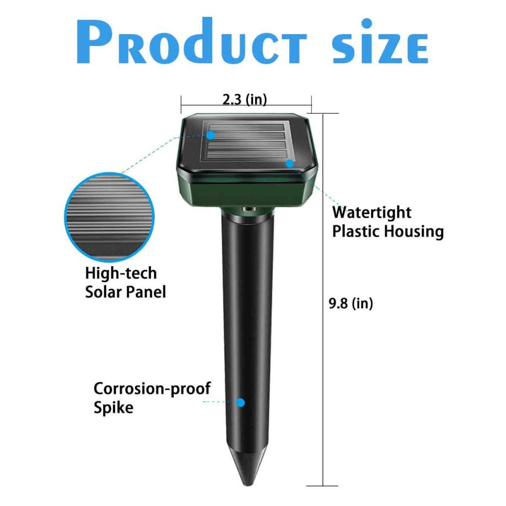 Répulsif à taupes ultrasonique pour jardins, pics anti-taupes solaires à vibration sonique, solution anti-nuisibles respectueuse des animaux pour