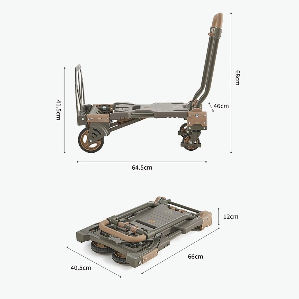 Naturehike BBQ Folding Carry Load Capacity Three Usage Handle Height Convergence Double All Terrain Outdoor Sports Outdoor Wagon Cart, 120kg,