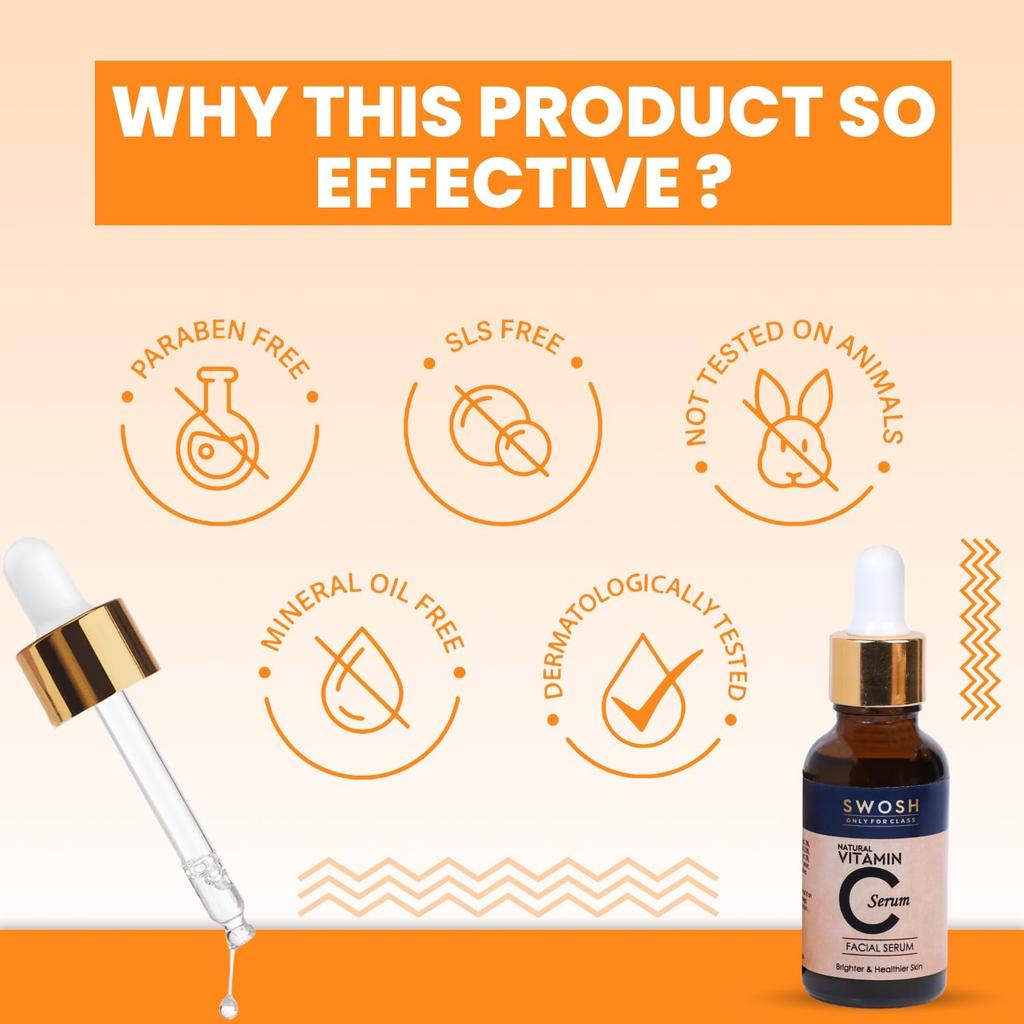 Сыворотка для лица с Витамином С (30 мл), Vitamin C Serum For Face,  Swosh