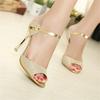 Women Sandals High Heels Peep Toe High Heels Shoes Women Wedding Shoes Gold Silver Female Footwear
