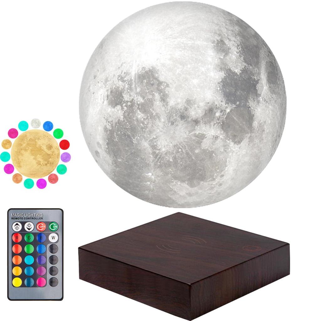 VGAzer Moon Lamp, 3D Printed Magnetic Levitating Moonlight Lamp for Home, Office Decor, and Creative Gifts - 6-Inch, 16 Colors, 20 Modes