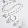 Elegant Pearl Jewelry Set: Three-Piece Bridal Necklace & Earring Jewelry for Weddings and Evening Events