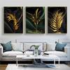 Nordic Modern Gold Green Leaf Canvas Painting Art Poster Home Living Room Decoration Wall Painting Canvas Art