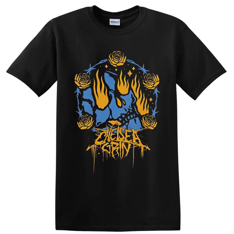 Chelsea Grin Metal Band Roses Flames Gothic Graphic Art T Shirt Concert Fan Tee