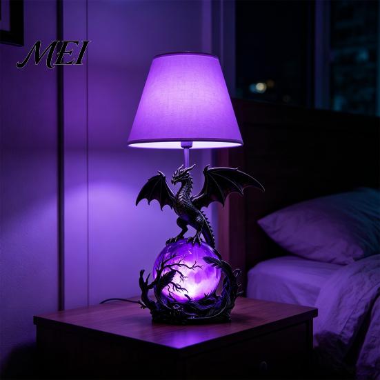 Durable Resin Dragon Nightlight USB Powered LED Light, Gothic Style Decorative Ornament, Wings Light Ornament Bedside Desk Lamp for Holiday