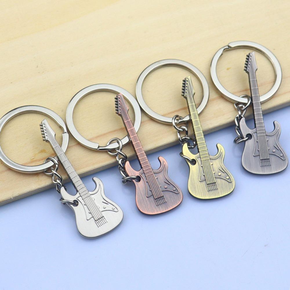 Металлический брелок для ключей в виде гитары, подвеска в виде классического музыкального инструмента, украшение для музыканта